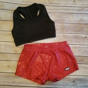 CrazyPants Sports Bra & Shorts Set YL EUC